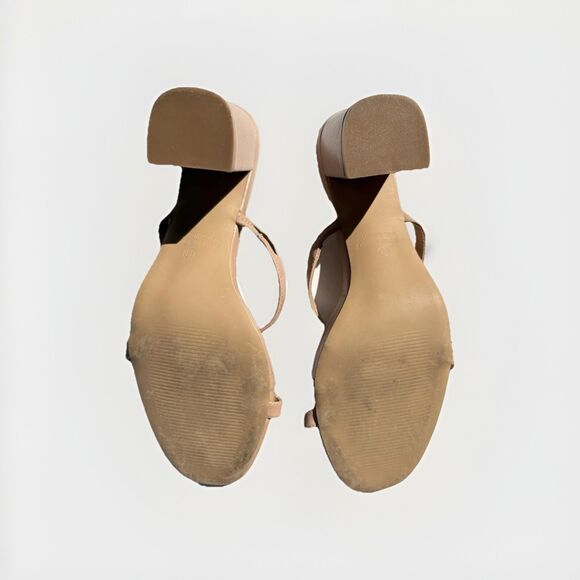 Lulu’s Nude Strappy Block Heel Sandals Women’s Size 11 Open Toe Dress Shoes - Picture 8 of 9